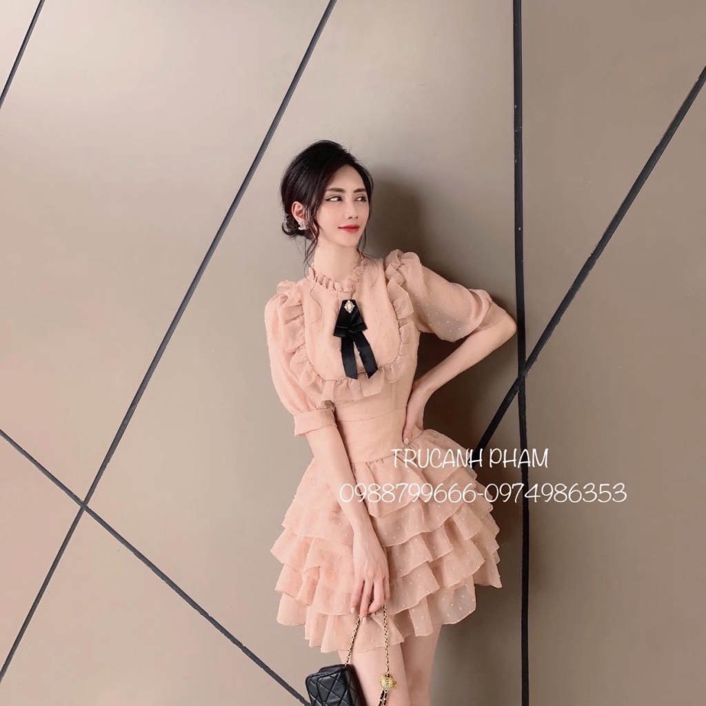 ĐẦM VOAN TẦNG NỮ PHỐI PHỤ KIỆN NỮ SIÊU XINH PU