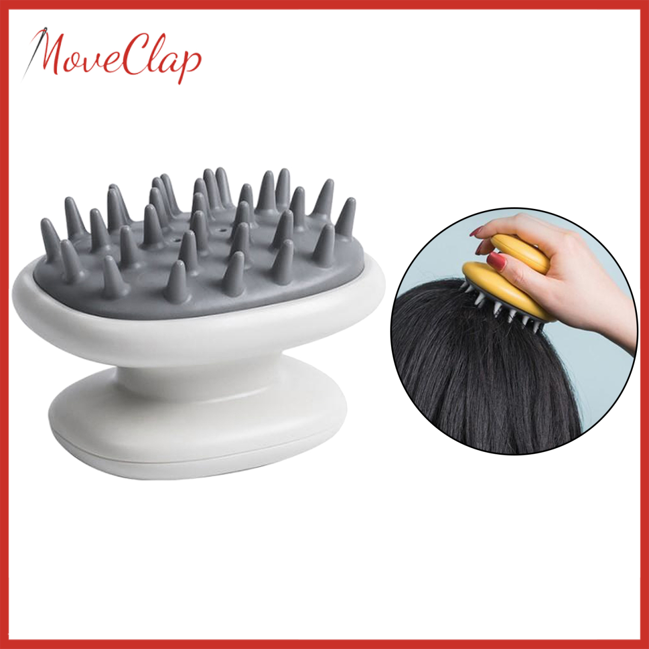 MoveClap Handheld Shower Hair Scalp Shampoo Massager Brush Head Scrubber Salon