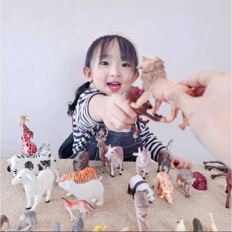 Đồ chơi mô hình động vật 58 chi tiết hộp đựng nhựa an toàn cho trẻ, bộ mô hình con vật