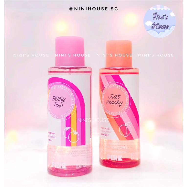 [Hàng Mỹ] Xịt thơm body mist mùi Berry Pop và Just Peachy 250ml - Victoria’s Secret PINK