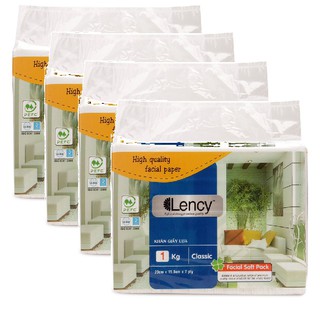 Lốc 4 túi giấy lụa Lency 2 lớp 1kg KT tờ , dai, mềm mịn, siêu tiết kiệm