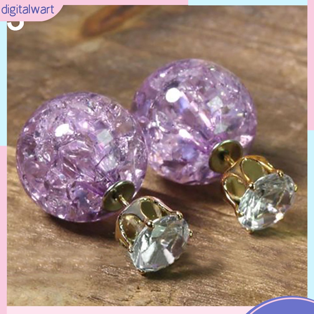 Cặp khuyên tai thiết kế quả cầu pha lê nhiều màu sắc cá tính trẻ trung dành cho nữ