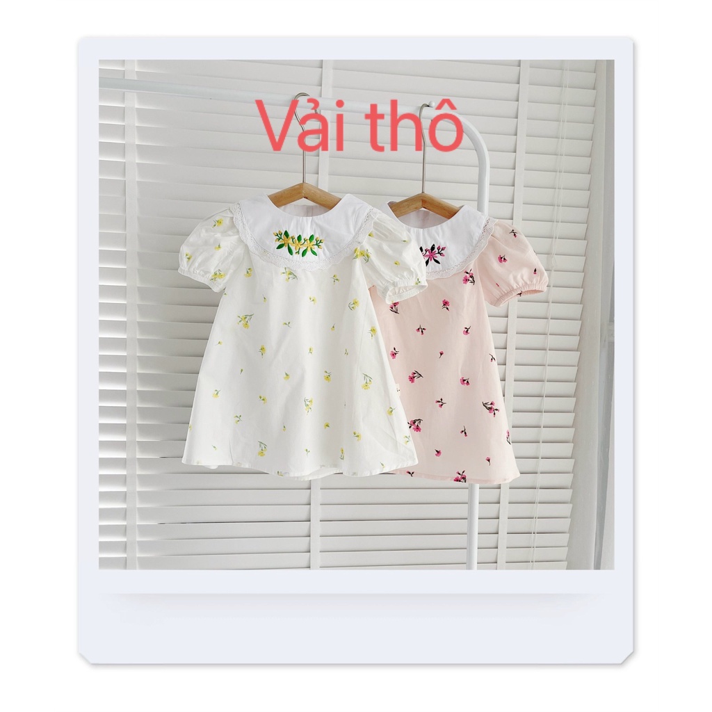 Váy bé gái đầm mùa hè cho bé vải đũi mềm mịn vải thô thoáng mát bao chất hàng thiết kế phom dáng đẹp váy cho bé