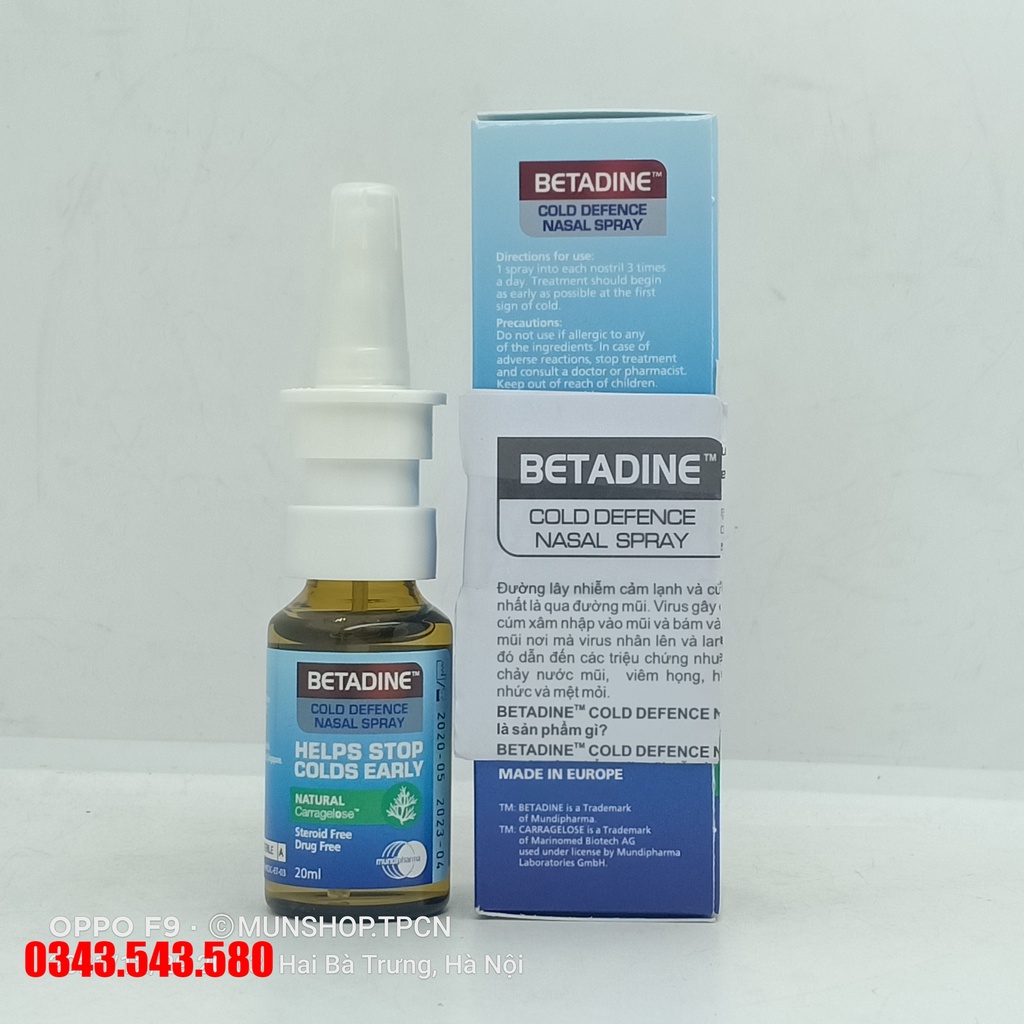 Dung dịch xịt mũi BETADINE Cold Defence Nasal Spray 20ml