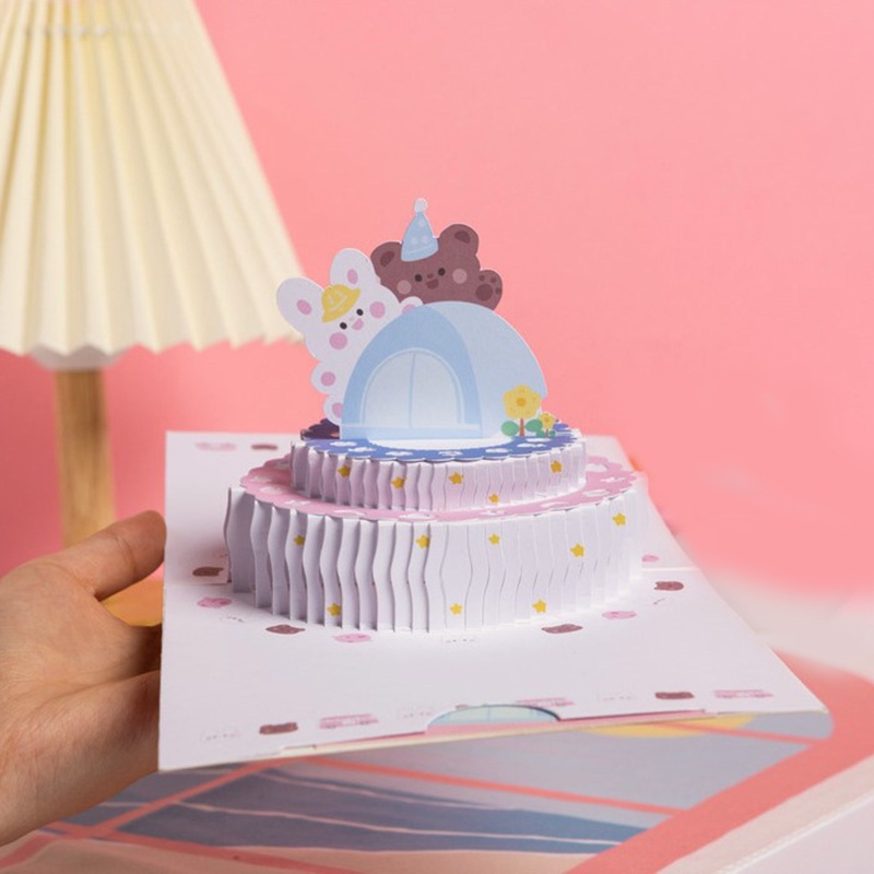 Thiệp Nổi 3D Hình Động Vật Hoạt Hình Trang Trí Bánh Kem Sinh Nhật