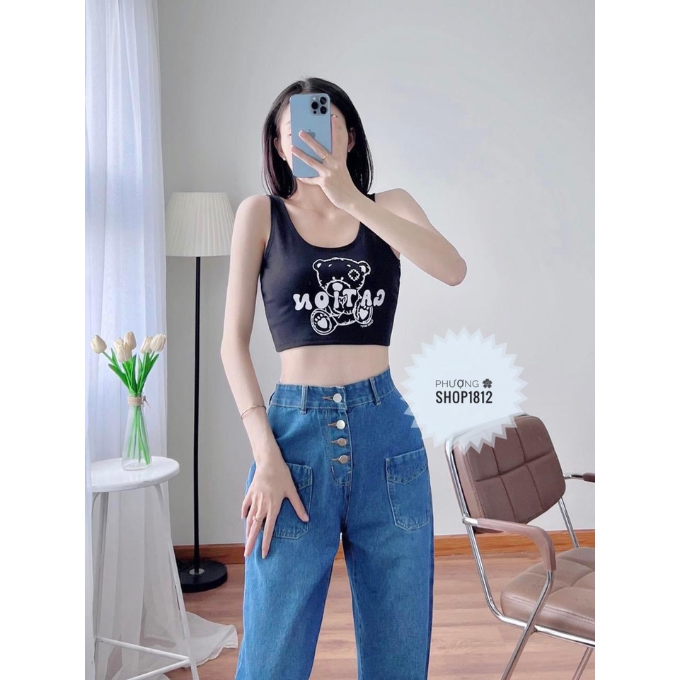 Áo 3 Lỗ Con Gấu _Fom Croptop 3 Màu _[ VIDEO-ẢNH THẬT ]PHUONGSHOP1812