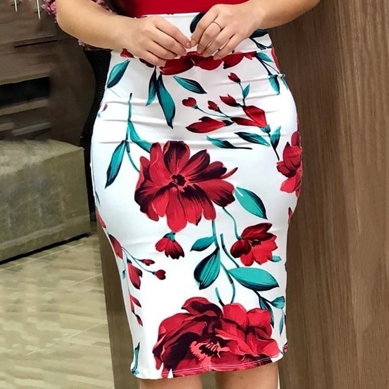 Đầm Tay Ngắn In Hoa Plus Size