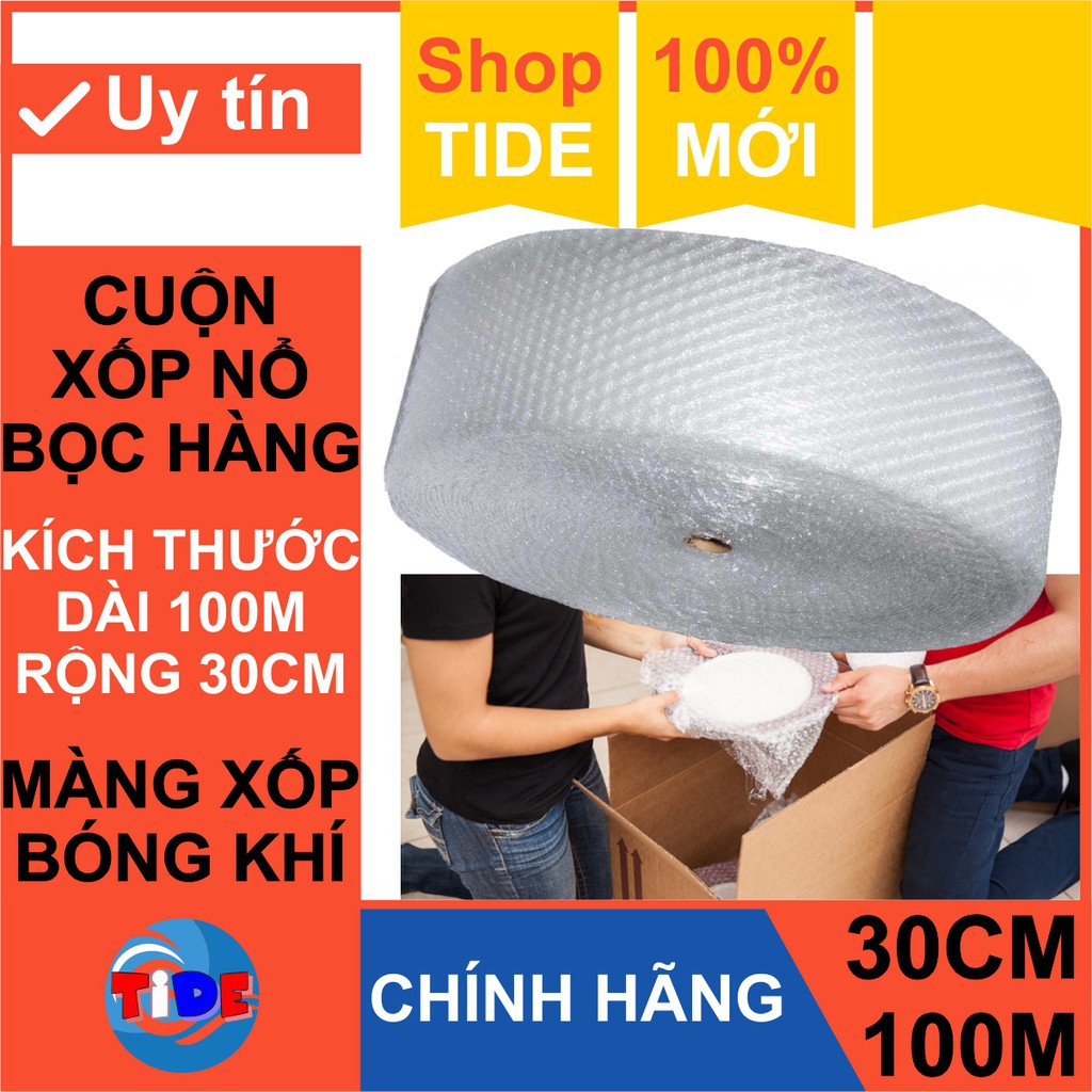 Xốp nổ bọc hàng – Dài 100M x Rộng 30CM – Màng xốp bóp nổ