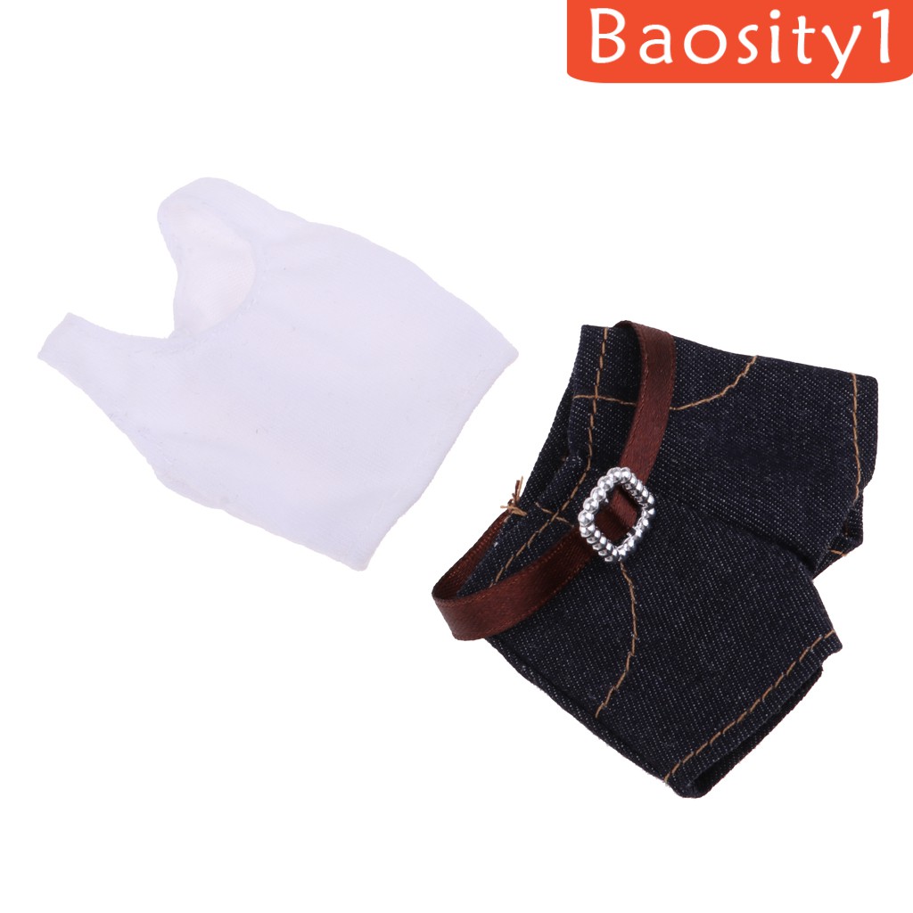 Bộ quần áo hai mảnh gồm áo ba lỗ và quần thời trang đơn giản dành cho búp bê 30cm