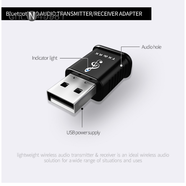 Adapter chuyển đổi tín hiệu âm thanh bluetooth 5.0 đầu USB cho TV/PC tai nghe/loa nghe nhạc