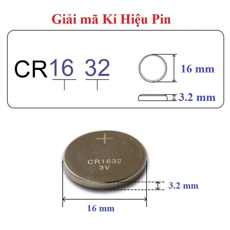 Pin SONY cúc áo CR1632 / CR2032, pin cảm biến áp suất lốp, chìa khóa ô tô, xe máy... 3V LITHIUM, made in indonesia