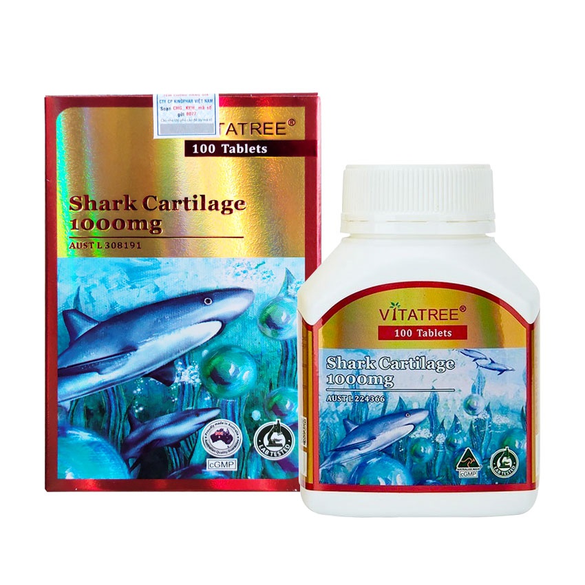 Viên uống Sụn cá mập Vitatree Shark Cartilage 1000mg ÚC -Bổ sung dưỡng chất cho khớp , giúp giảm đau, sưng khớp
