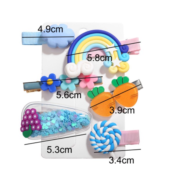 Set 6 kẹp cầu vồng kẹo ngọt dễ thương phong cách Hàn Quốc thời trang đáng yêu