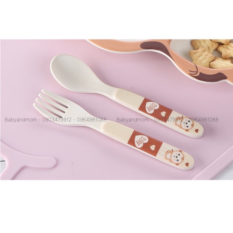 Set bát cốc thìa ăn dặm Shall hình khỉ 5 chi tiết 𝐁𝐞𝐞𝐡𝐨𝐮𝐬𝐞