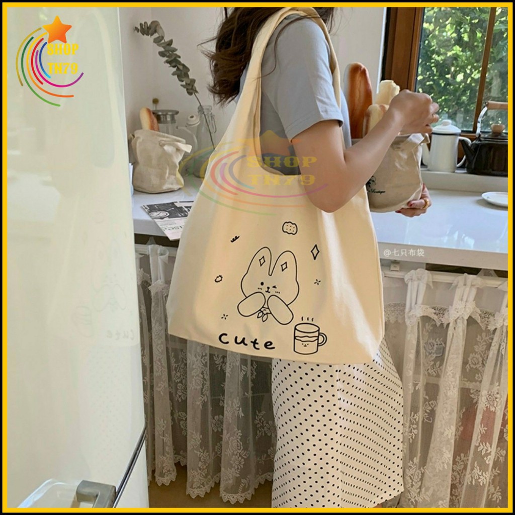 Túi đeo vai thời trang vải canvas mềm loại to đi hoc , đi chơi , đi làm đều rất đẹp - CUTE