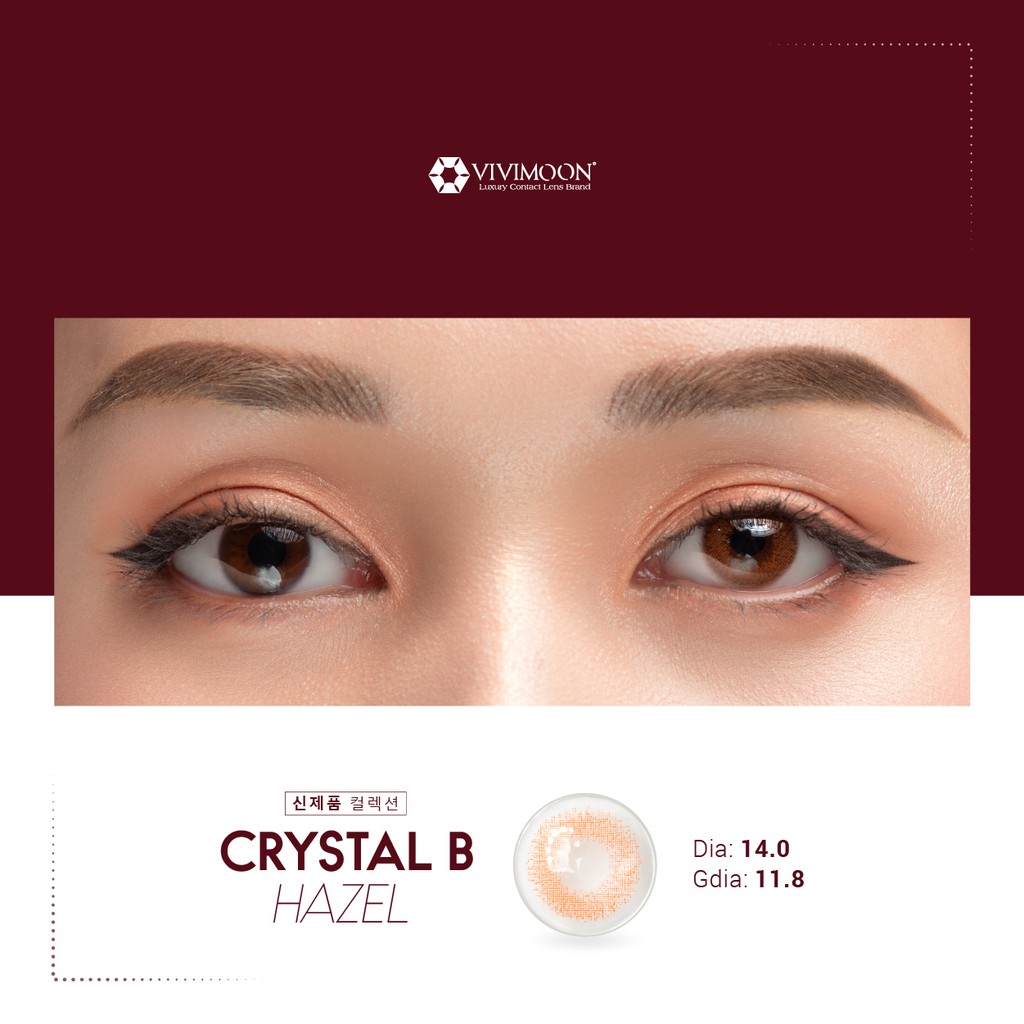 Lens cận màu nâu cánh gián VIVIMOON Crystal B Hazel 11.8 mm