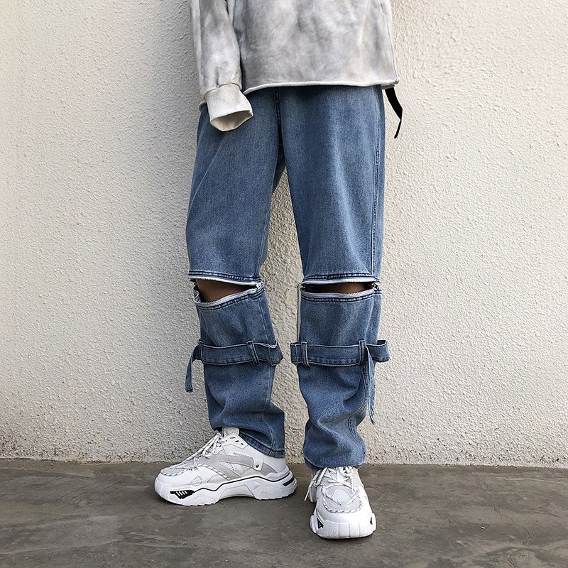 QUẦN JEAN NAM BAGGY PHỐI DÂY KÉO CÓ THỂ TÁCH RỜI MR SMILE 99 SHOP