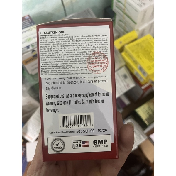 GLUTATHIONE 1800MG HỖ TRỢ ĐA,LÀM ĐẸP DA