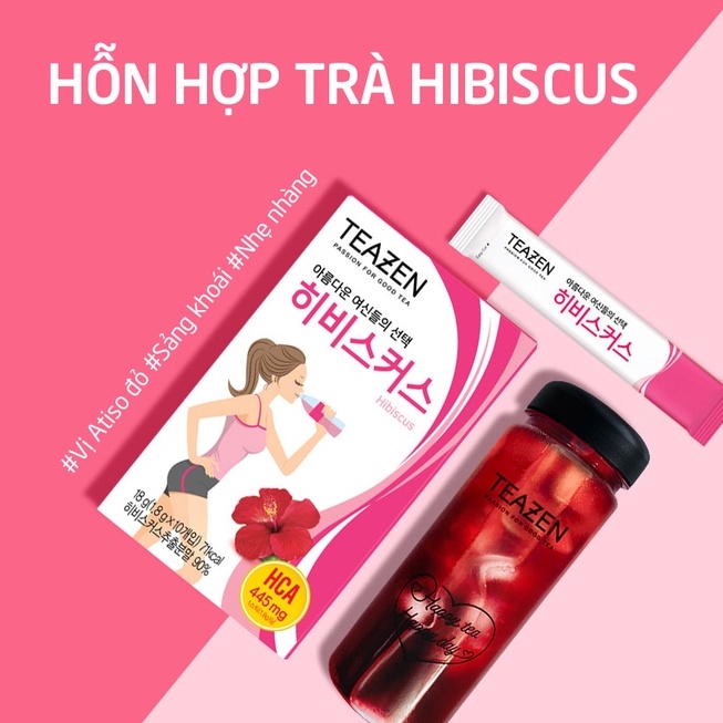 Trà Thanh Nhiệt Giải Độc Teazen Hàn Quốc Hộp 10 Gói Trà Phổ Nhĩ Puer, Trà Bưởi Grapefruit, Trà Atiso Hibicus