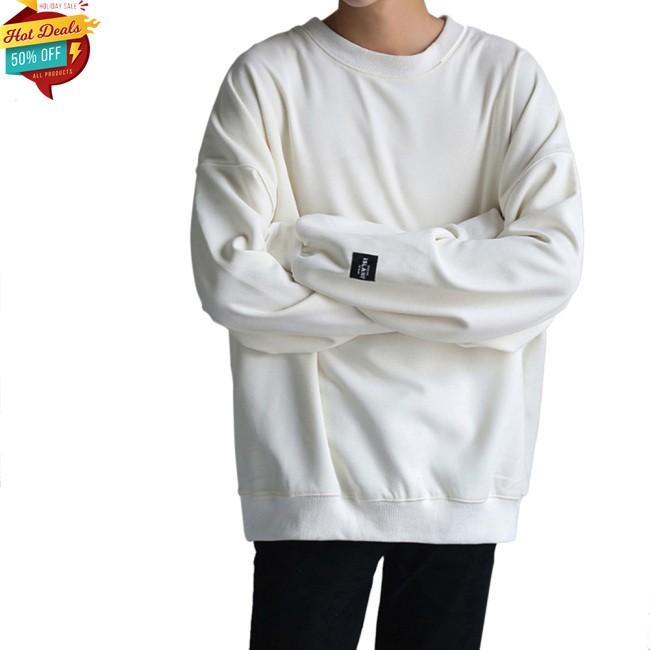 COD Women Men Round-Necked Loose Long-Sleeved Oversize Casual Sweatshirts for Campus