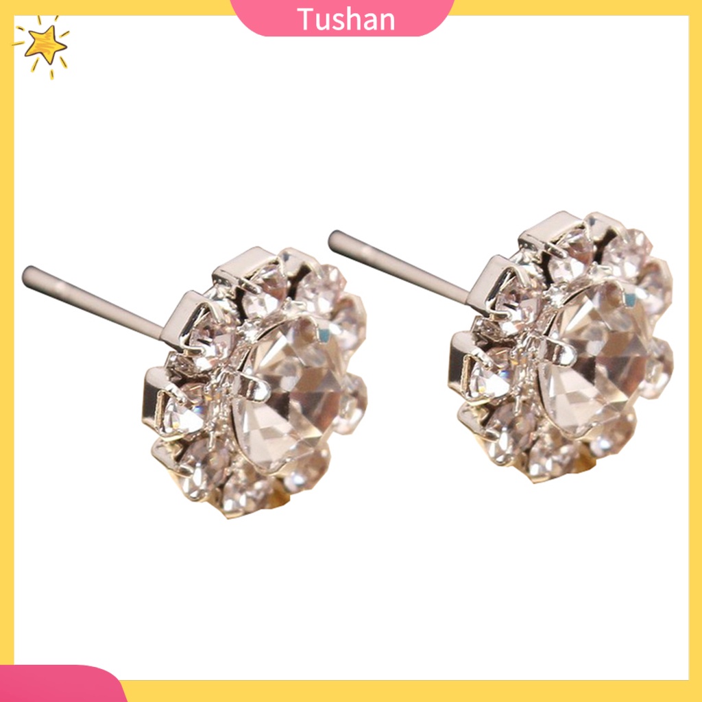 Đôi khuyên tai dạng xỏ đính đá sang trọng thời trang dành cho nữ