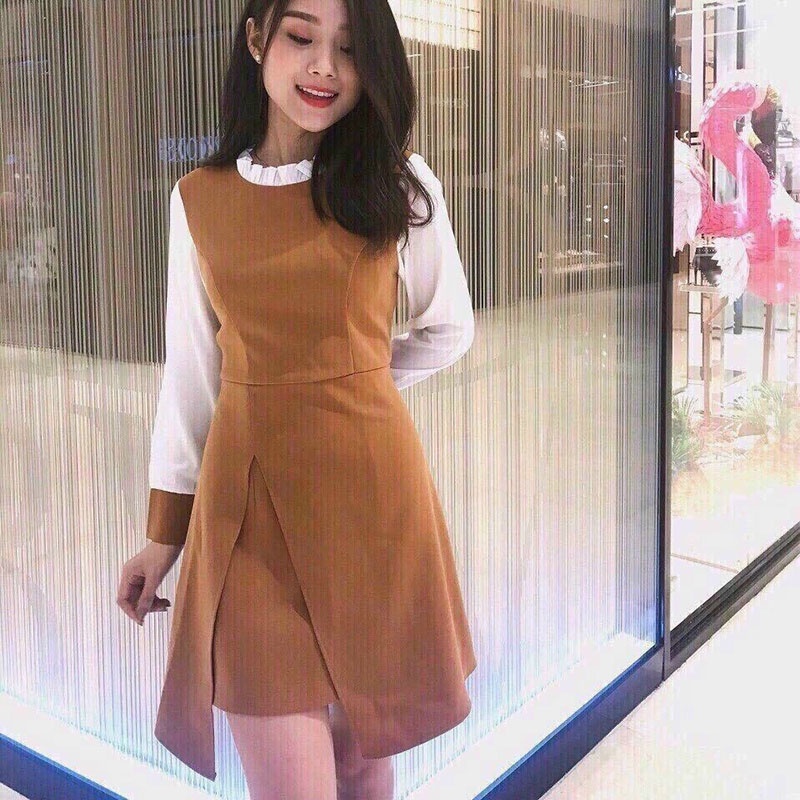 Đầm Xòe Thun Cát Hàn Phối Tay Voan