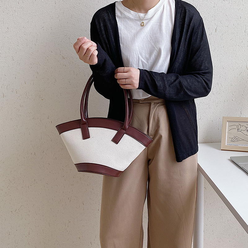 Túi xô IELGY đeo vai bằng vải bạt thiết kế khâu có khóa kéo sức chứa lớn thời trang thịnh hành cho nữ