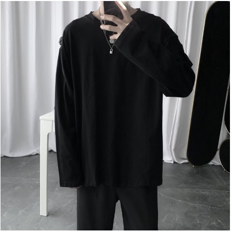 Áo Thun Tay Dài Nữ Basic Trơn Form Rộng Ulzzang Thu Đông UNISEX - HANNAH SHOP