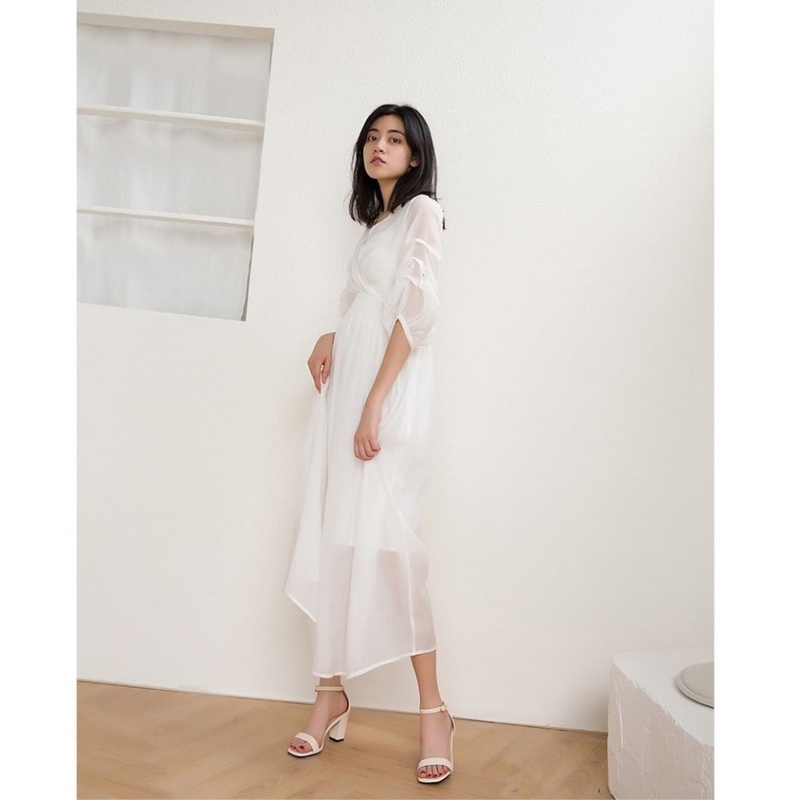 Giày sandal cao gót nữ Sandal cao gót nữ 7p đế vuông quai ngang mũi vuông HACHIKI