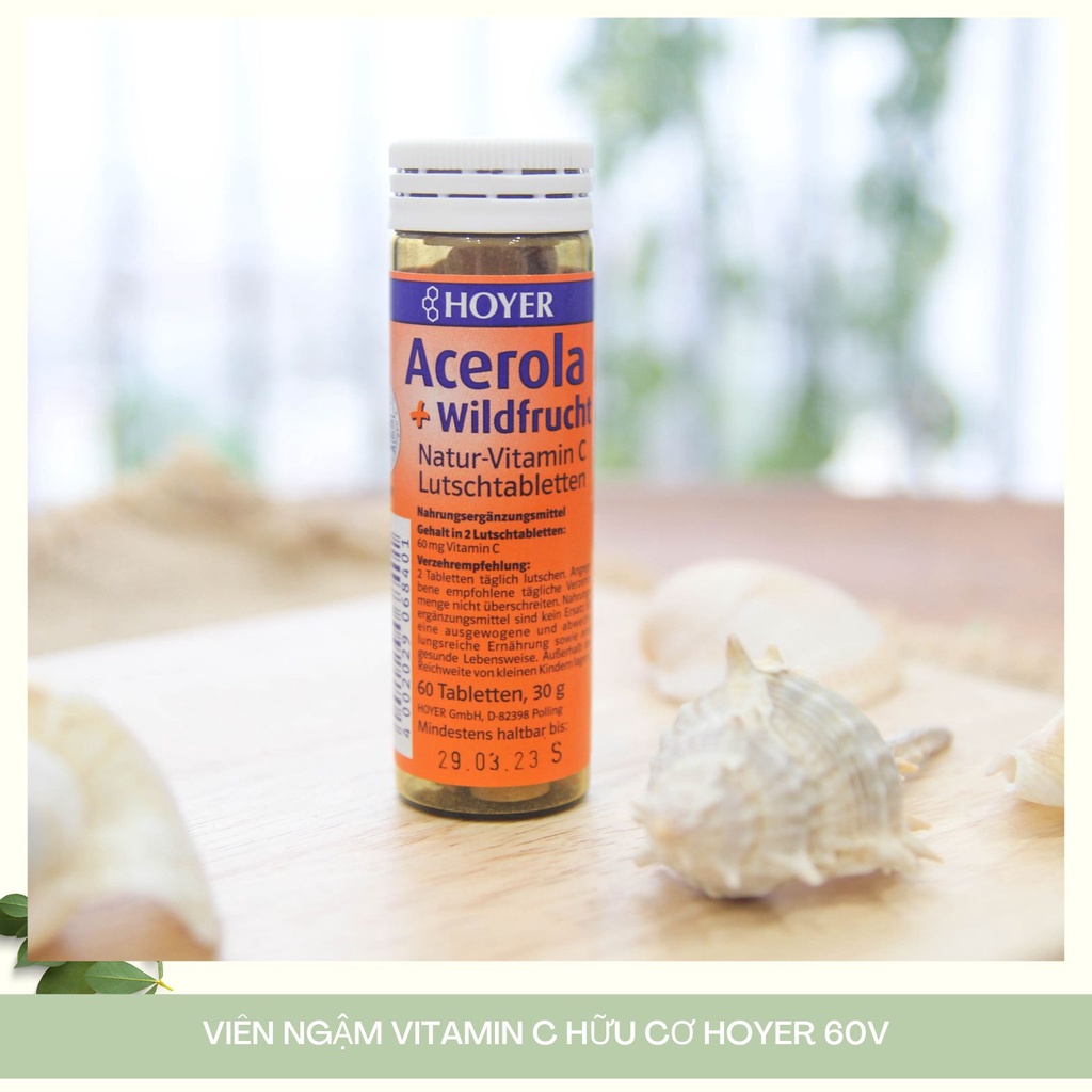 Viên ngậm C hữu cơ organic Hoyer (Hộp 60 viên)