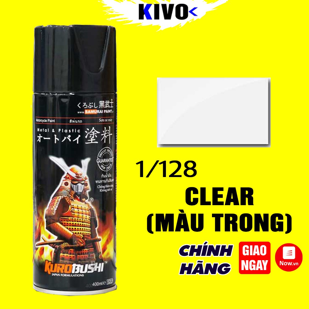 Chai Sơn Samurai Màu Trong 1/128 Clear 400ML - Bình Sơn Xịt Xe Máy/ Xe Oto Samurai Cao Cấp - Kivo