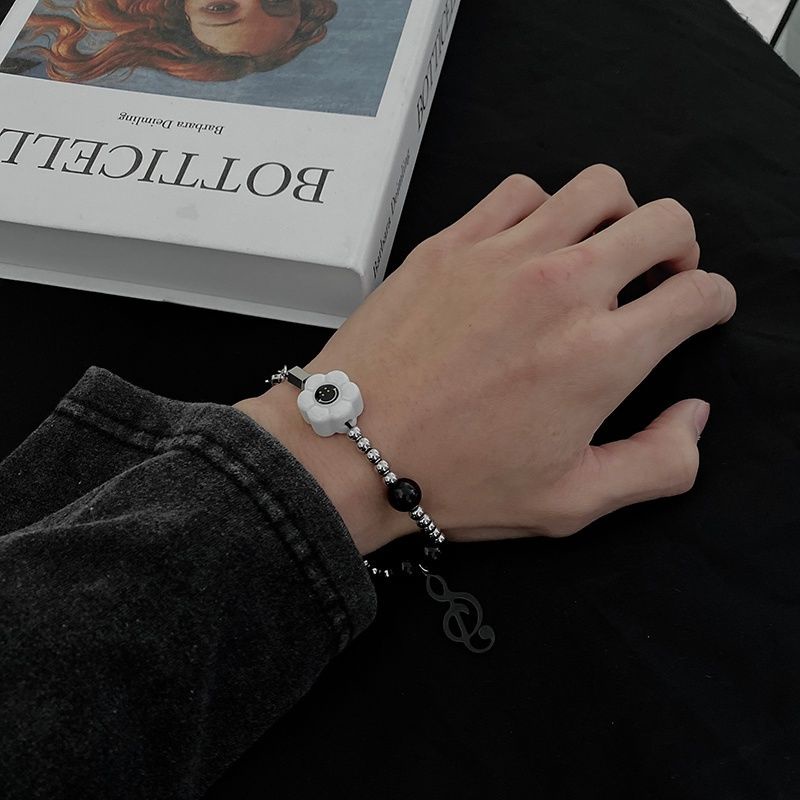 Vòng tay mặt hình nốt nhạc mặt cười phong cách hip hop Hàn Quốc cho nam và nữ