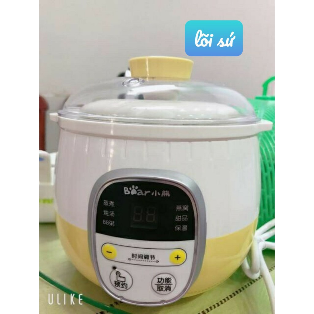 Nồi nấu cháo chậm cho bé Bear 0,8L - Nồi nấu cháo bằng điện đa năng cho bé ăn dặm, hầm cách thủy, hấp rau củ quả