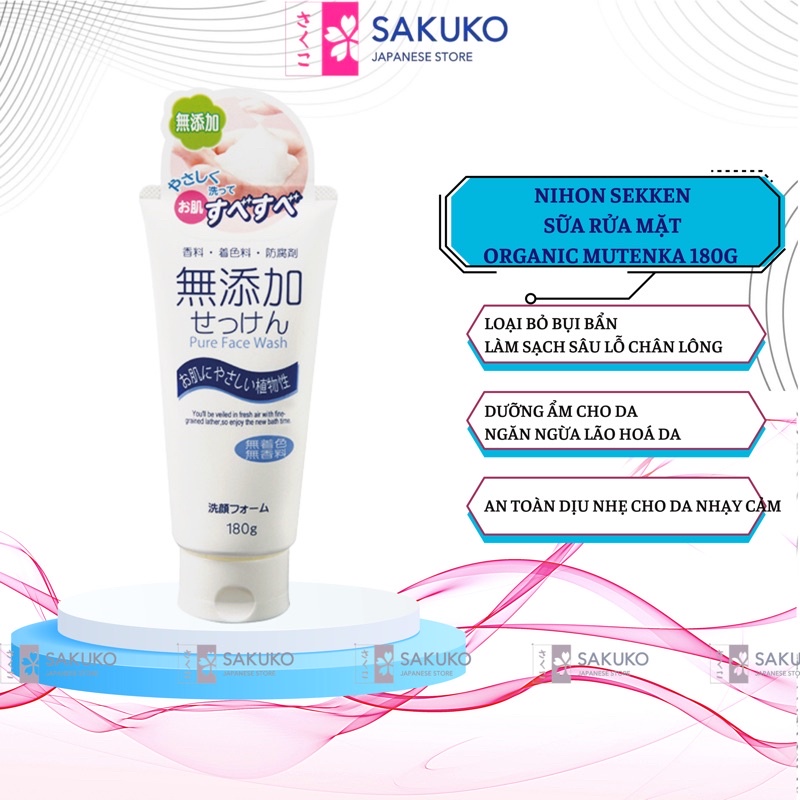 Sữa Rửa Mặt Sạch Sâu Organic Mutenka Nội Địa Nhật 180g - SAKUKO