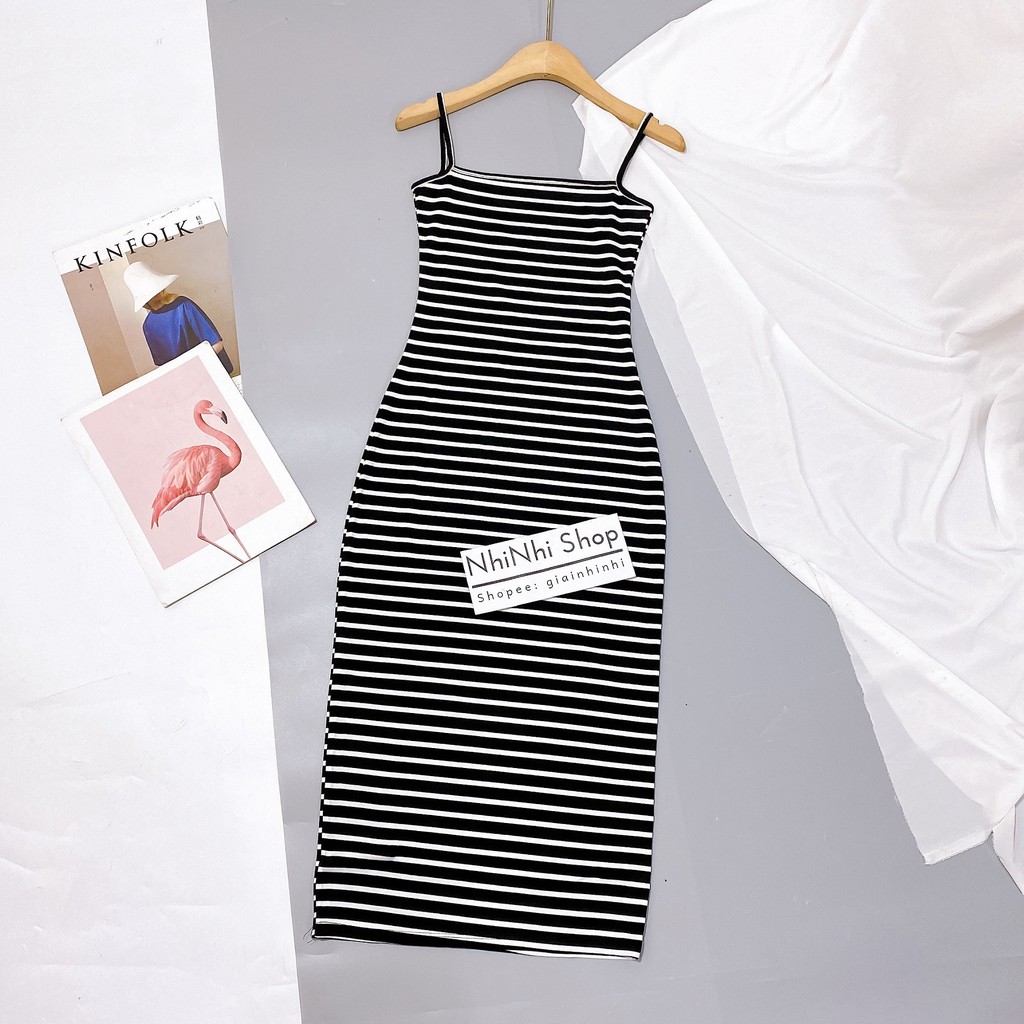 Váy body 2 dây vằn báo siêu đẹp, Đầm dáng ôm hai dây co giãn VS1528 - NhiNhi Shop | BigBuy360 - bigbuy360.vn