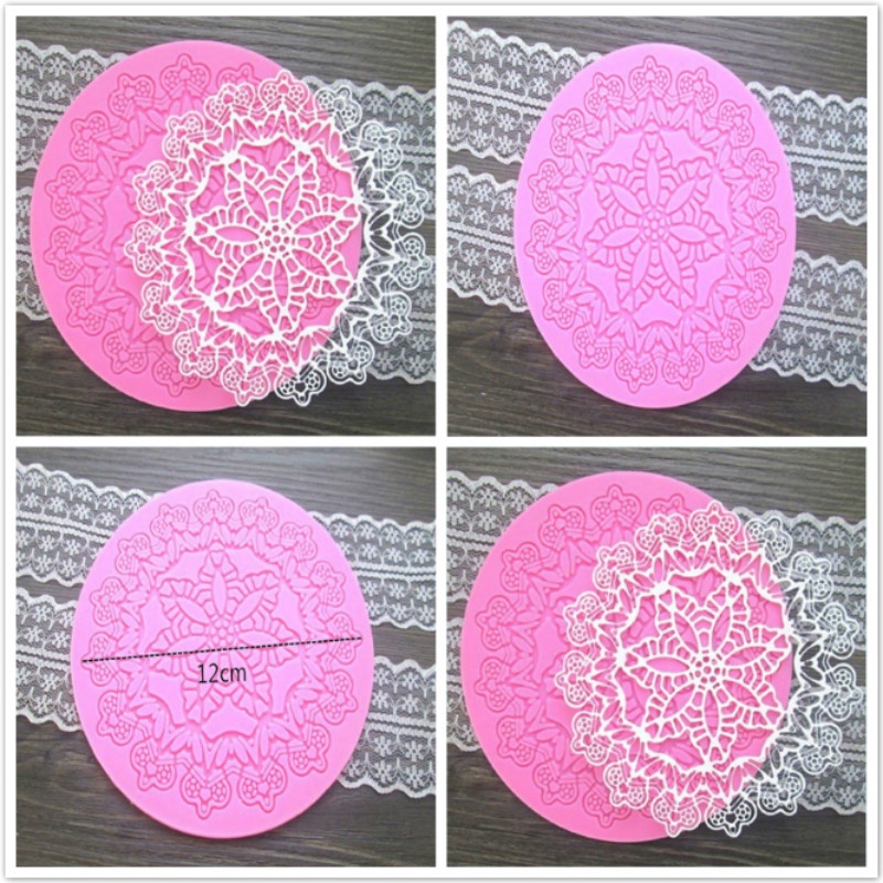 Khuôn silicone làm bánh hình tròn họa tiết ren đẹp mắt