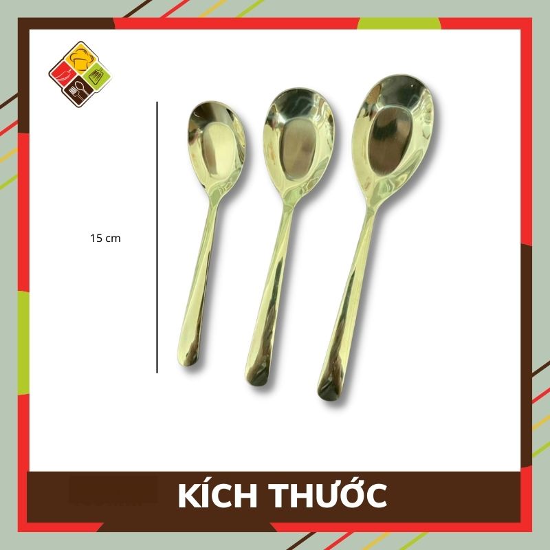 Thìa inox ăn phở BEHOMEMALL muỗng inox mạ vàng cao cấp sang trọng