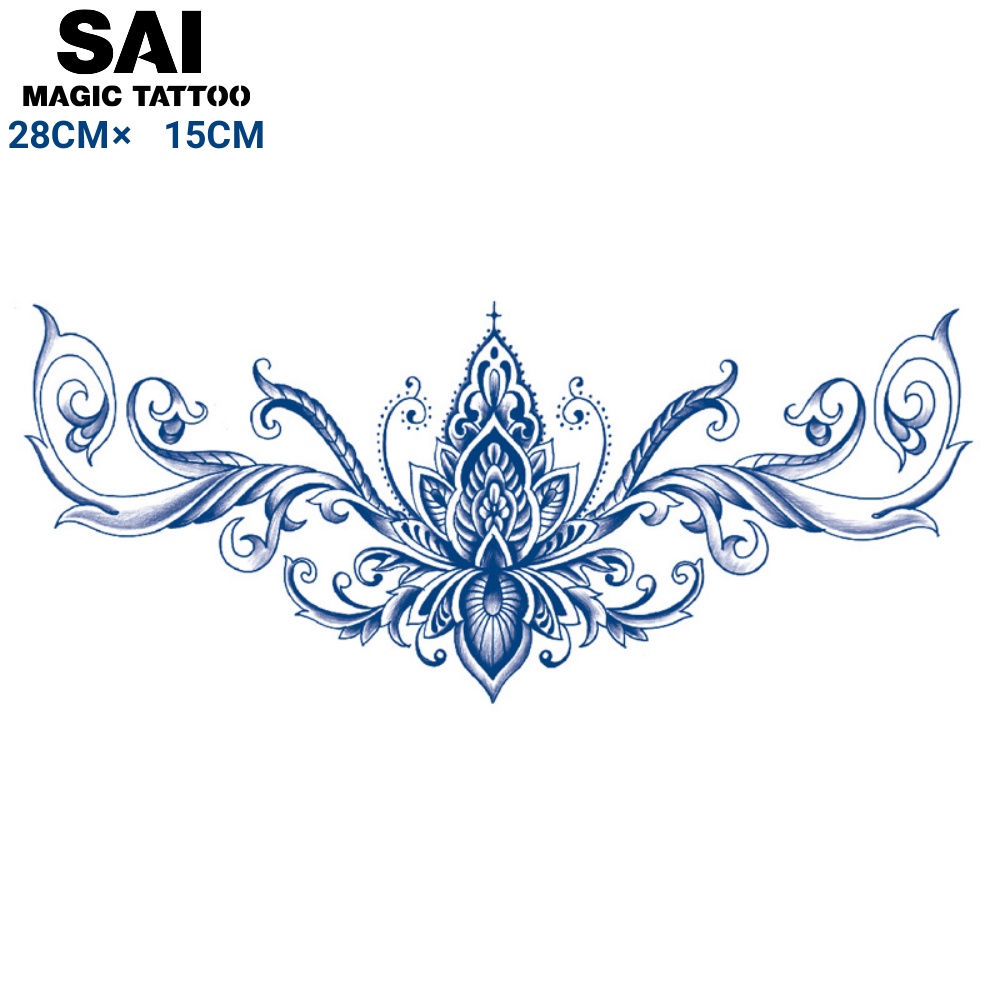 Miếng dán hình xăm tạm thời SAI MAGIC TATTOO 28CM×15CM chống thấm nước lâu trôi lên đến 2 tuần 019