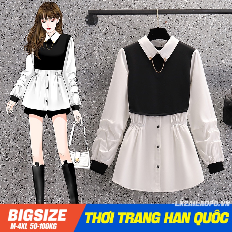 BIGSIZE Nữ (45-100kg) Áo sơ mi nữ kiểu tay dài from rộng Màu Sắc Ngọt Ngào Thời Trang Mùa Thu Cho Nữ - Phong cách Hàn Quốc đẹp cá tính - quảng châu cao cấp