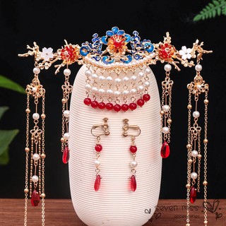 Vương Miện Và Khuyên Tai Phong Cách Trung Hoa Sang Trọng Cổ Điển Dành Cho Cô Dâu