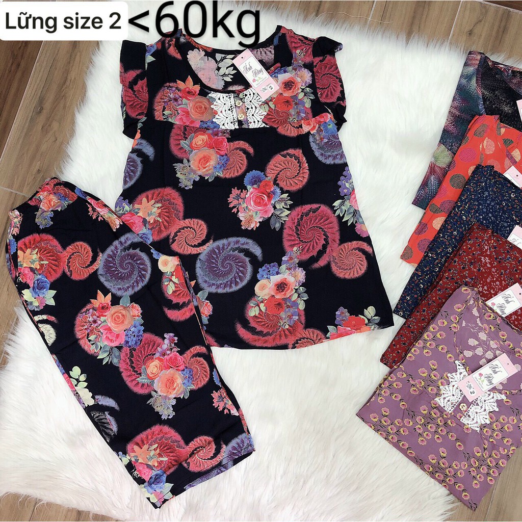 Đồ bộ nữ trung niên mặc nhà, bộ tole quần lững mềm mát | BigBuy360 - bigbuy360.vn