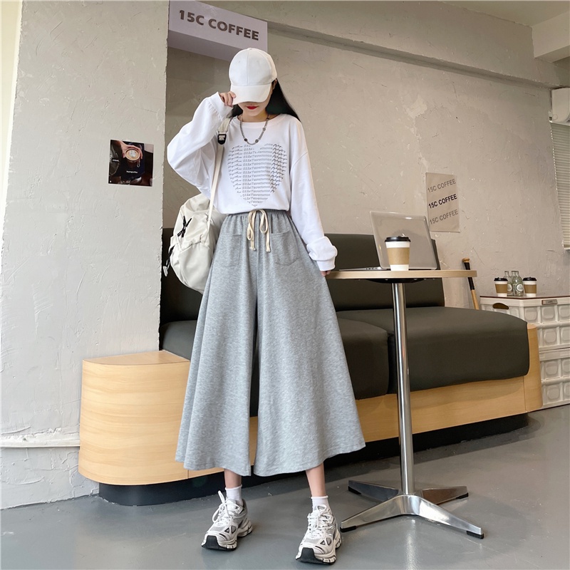 Quần SUXI ống rộng lưng cao phong cách Hàn Quốc mới cho nữ