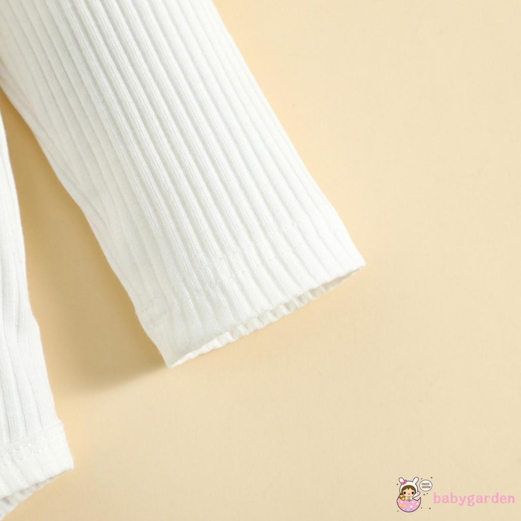 Bộ Áo Liền Quần Tay Dài Cổ Tròn Nhún Bèo In Họa Tiết Bò Sữa + Quần Lưng Thun Xinh Xắn Dành Cho Bé Gái 0-18 Tháng Tuổi