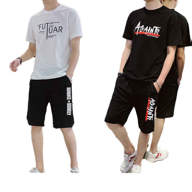 Đồ bộ thun lạnh nam mẫu in chữ kiểu phiên bản hàn quốc kiểu dáng slim fit đơn giản DB19