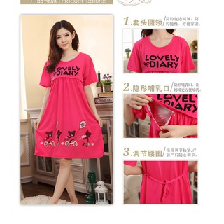 Váy Bầu Mặc Nhà Lovely Hồng