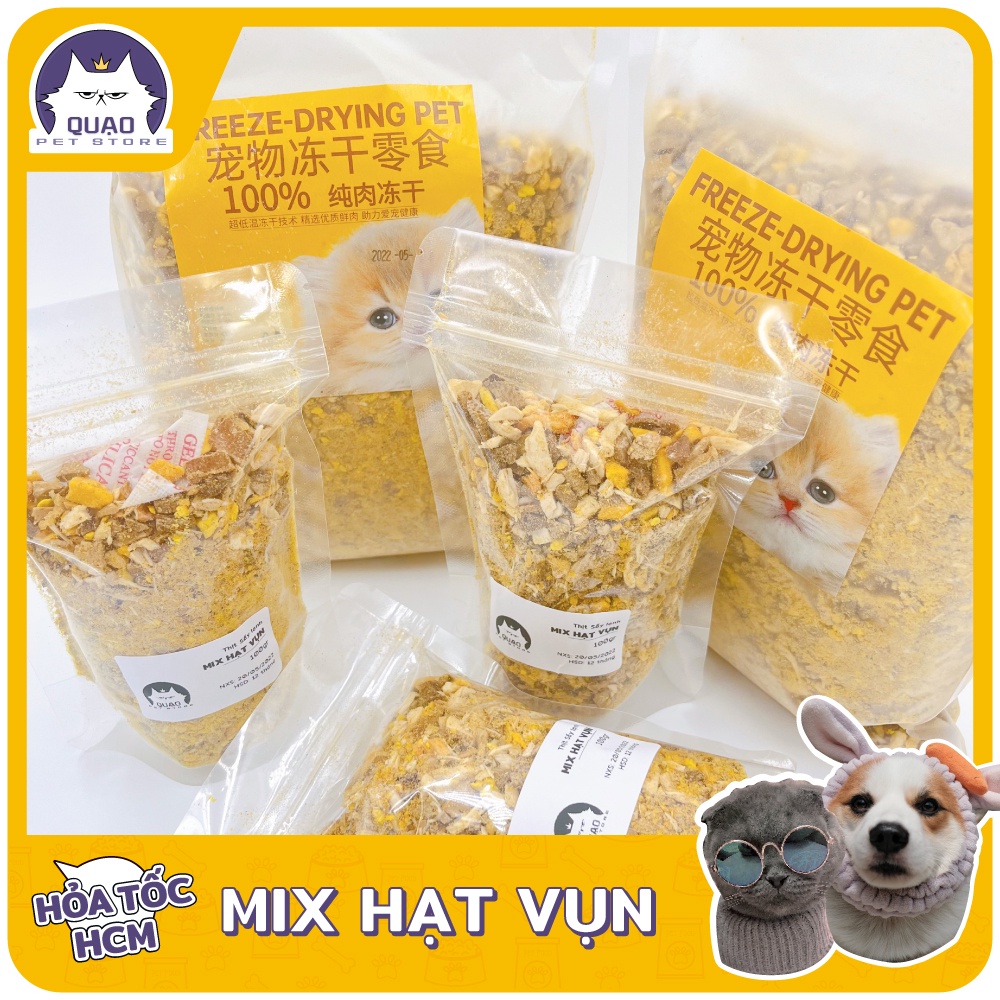 Mix Hạt Vụn - Thức Ăn Sấy lạnh Đông Khô cao cấp cho chó mèo 100-500gr