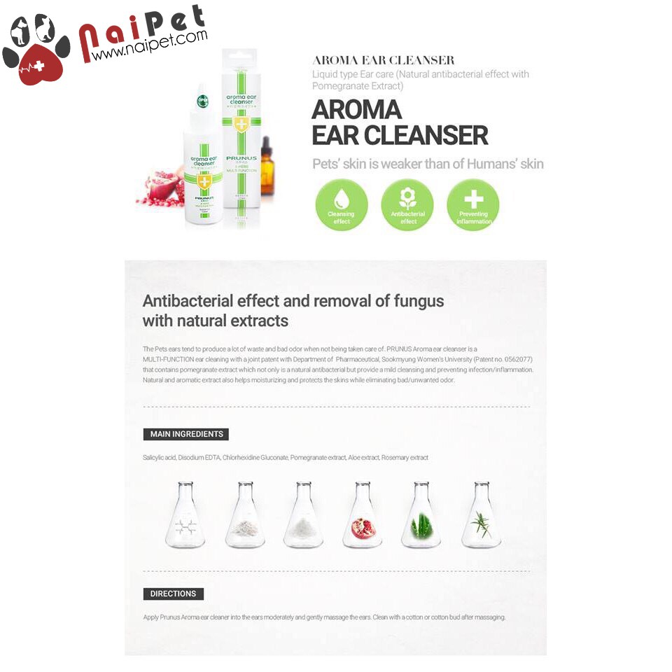 Nước Rửa Tai Vệ Sinh Tai Cho Chó Mèo Aroma Ear Cleanser 120ml