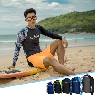 BBB Men’s Long-Sleeved Quick Drying Swimsuits Rash Guard Sunscreen Snorkeling Surfing Swimwear Swimming Trunks Beach Trunks