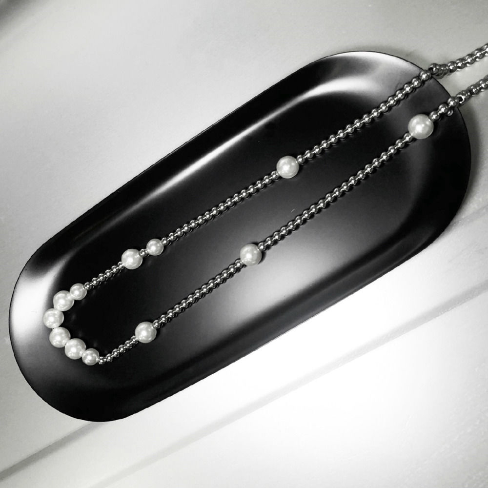 Dây Chuyền Kim Loại Đính Ngọc Trai Giả Thời Trang Unisex 22186