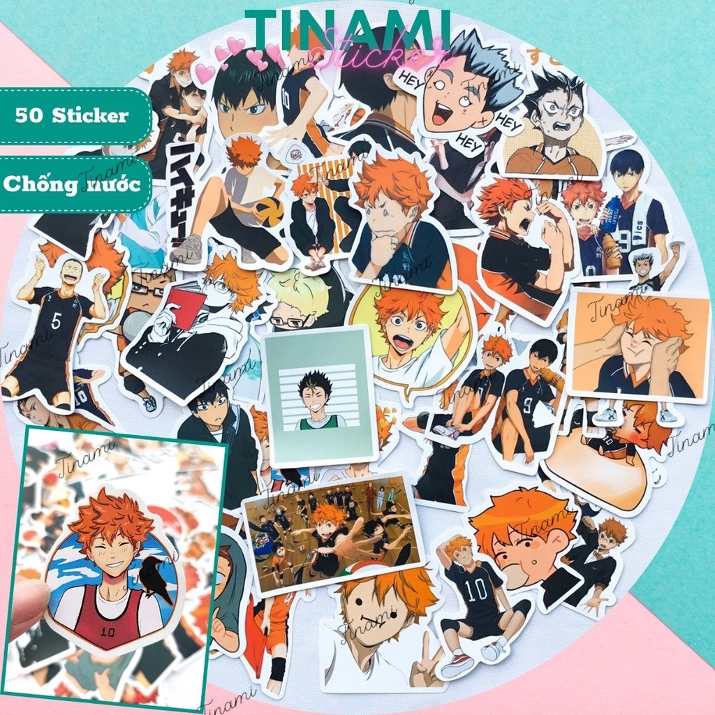 50 Sticker Vua bóng chuyền Haikyuu hình dán anime manga chống nước trang trí làm quà cho fan Tinami HAIKYUU-001